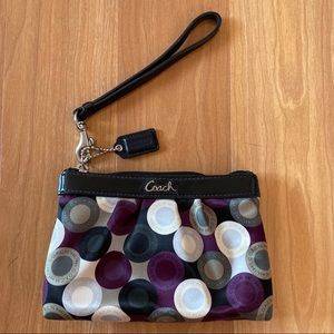Circle Pattern Coach Wristlet